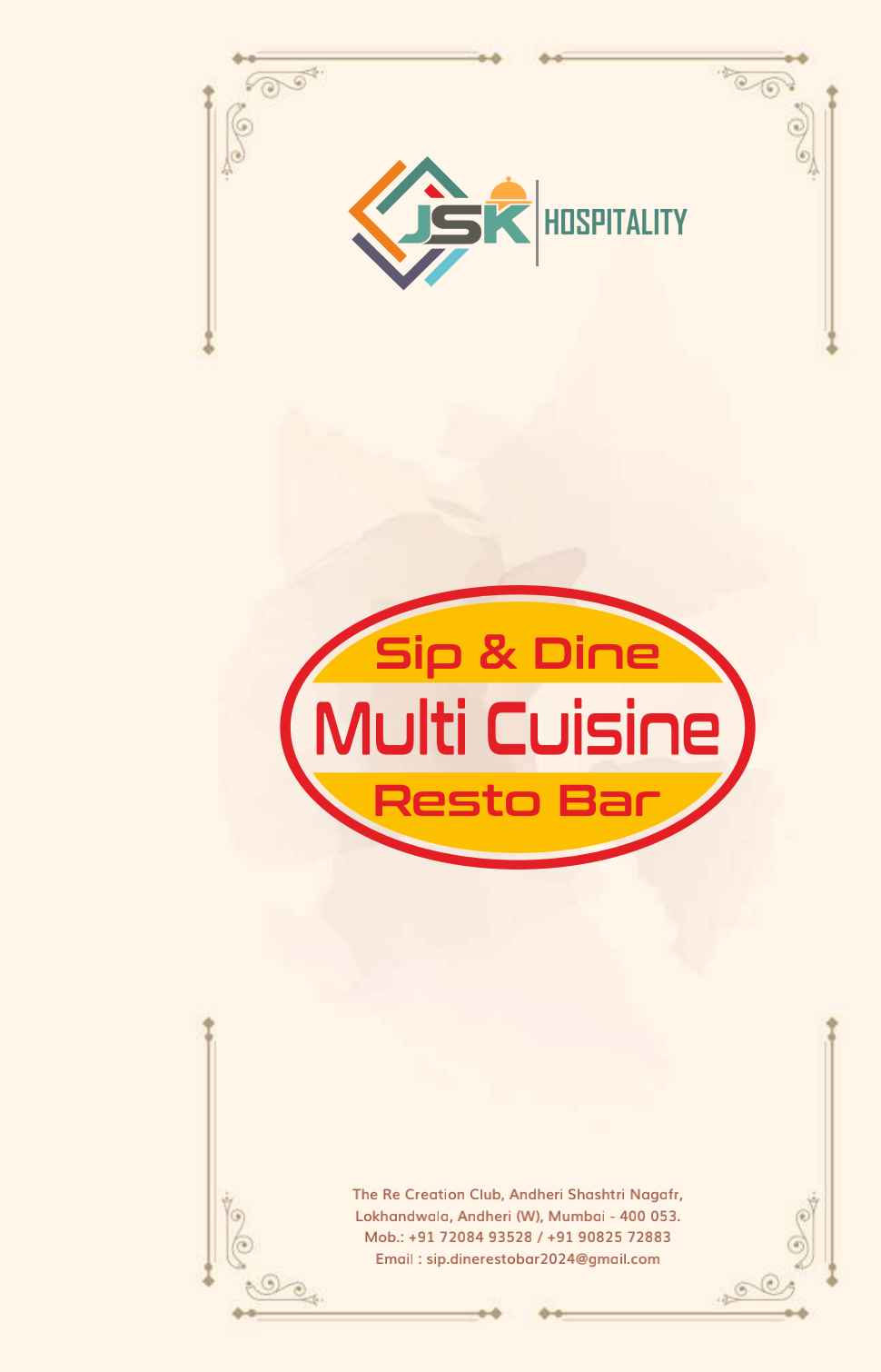Bar Menu Page 1